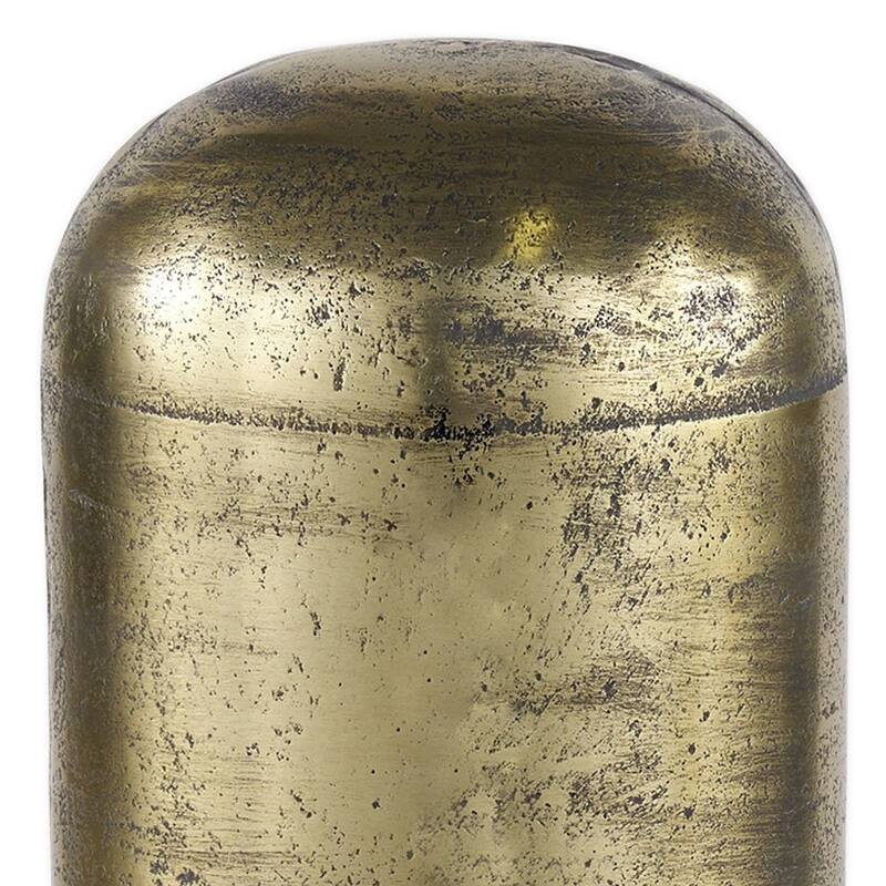 HomeRoots 15" Antiqued Brass Cast Aluminum Cylindrical Tabletop Sculpture - 6.00 in. x 14.50 in. x 6.00 in.