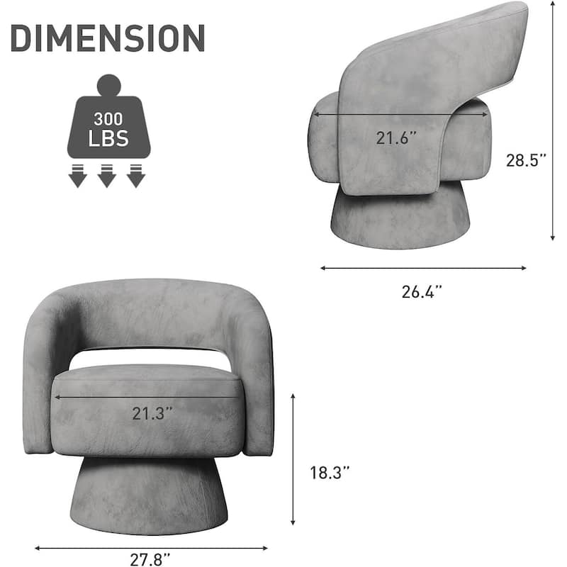 Swivel Barrel Chair,Velvet Accent Armchair 360 Degree Swivel Club Chair Vanity Chair for Living Room Bedroom Reception Room