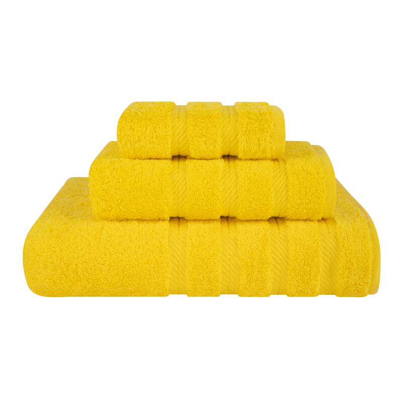 American Soft Linen 3 Piece, 100% Genuine Turkish Cotton Premium & Luxury Towels Bathroom Sets - Lemon Yellow