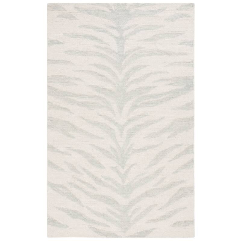 SAFAVIEH Handmade Ebony Dasena Modern Wool Rug - 6' Square - Green/Ivory