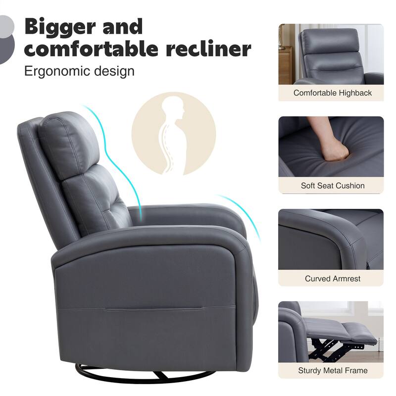 Aemeios Faux Leather Swivel Glider Rocker Manual Recliner Set of 2