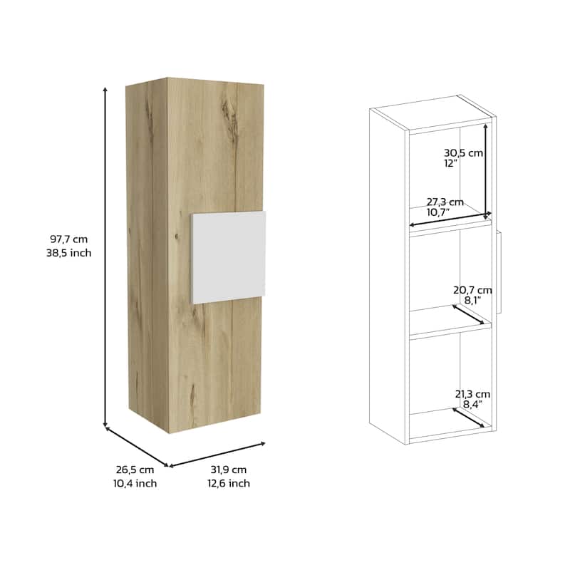Vanguard Light Oak Medicine Cabinet - 3 Spacious Shelves, Single Door, Wall-Mounted - 12.6X10.4 in
