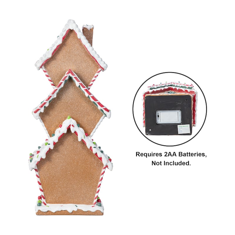 Glitzhome 18.5"H Lighted Resin Christmas Gingerbread House Table Decor