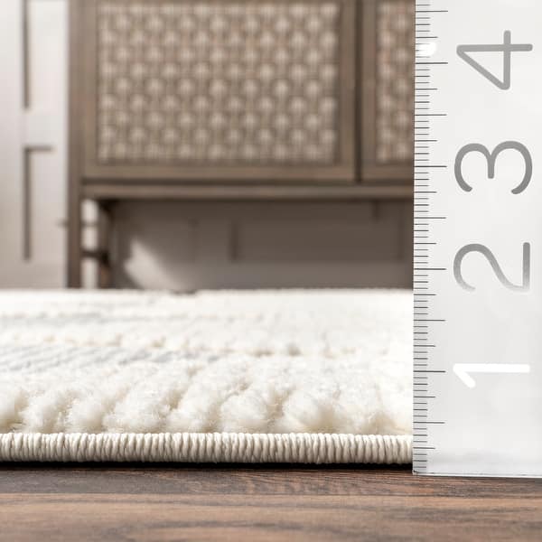dimension image slide 2 of 3, Nuloom Marissa High/Low Diamond Tassel Area Rug
