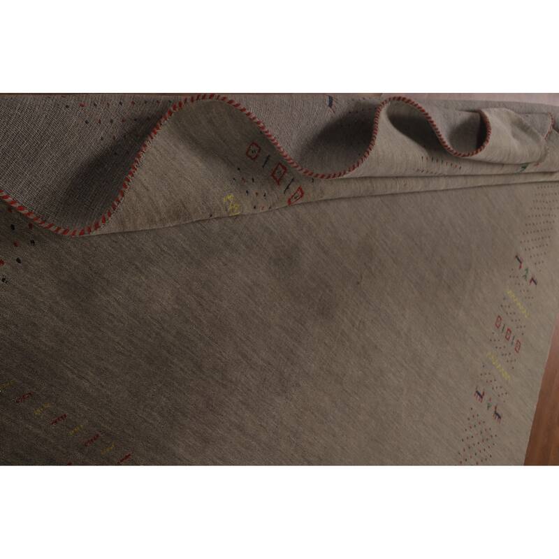 Tribal Brown Gabbeh Oriental Area Rug Hand-Knotted Wool Carpet - 7'1" x 9'9"
