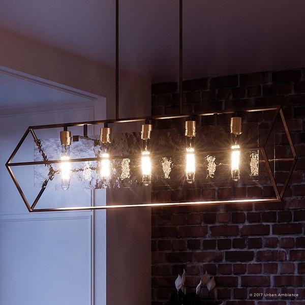 Luxury Art Deco Chandelier, 13.75"H x 36"W, with Industrial Style, Waterfall Panel Design, Estate Bronze Finish (60 to 100 Watts - Steel - Bronze - 4 - Chandeliers For Bedrooms by Overstock.com