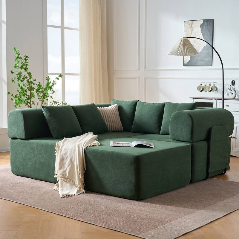 GDFStudio - 4-Seat Modular L-Shaped 106" Sectional Sofa with Movable Chaise & 5 Pillows