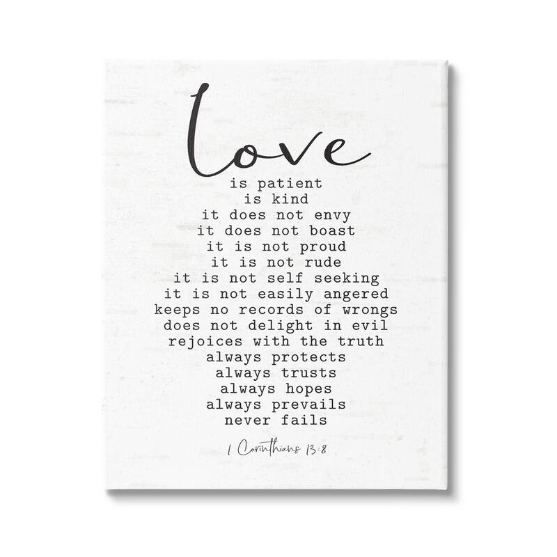 Stupell Love Is.. Spiritual Scripture Inspirational Religious Sentiment Canvas Wall Art, Design by Lettered and Lined - 30 x 40