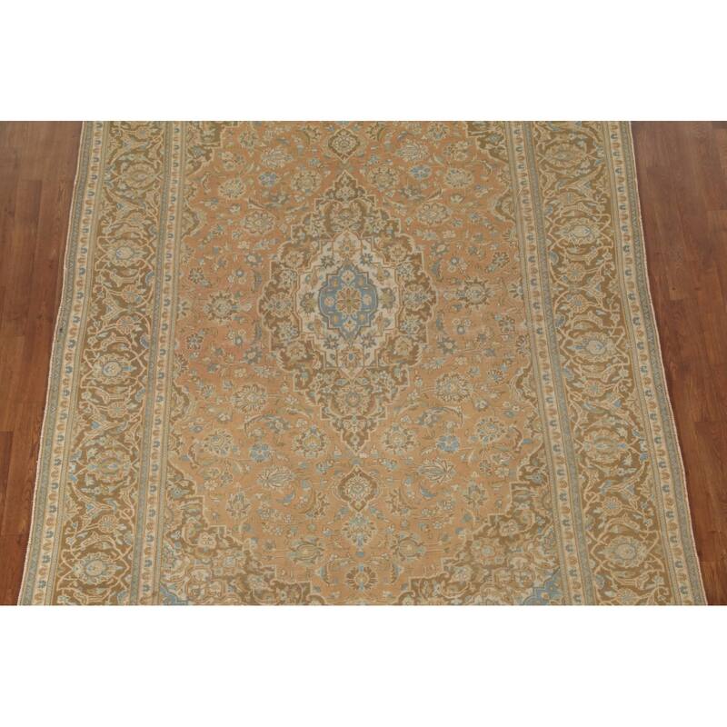 Traditional Kashan Persian Vintage Rug Handmade Wool Carpet - 6'6"x 9'6"