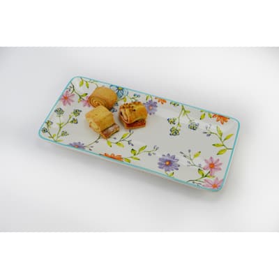 Euro Ceramica Charlotte 14.5" Rectangular Serving Tray - 14.5 in. x 7 in. x 0.98 in.