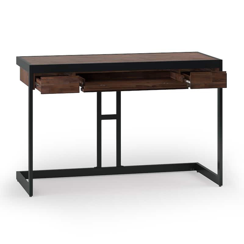 WYNDENHALL Cecilia SOLID ACACIA WOOD Modern Industrial 48 inch Wide Small Desk in Distressed Charcoal Brown