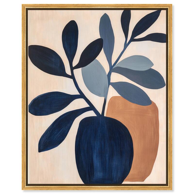 Blue Matisse Jar I Canvas by Art Remedy - Gold - 20" x 24"
