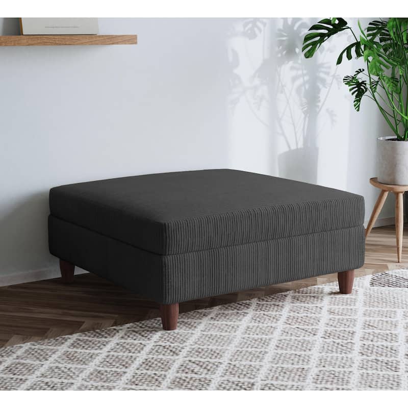40" W Oversized Corduroy Upholstered Ottoman - Grey