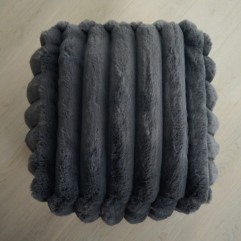 Madrid Collection Ultra Soft Ribbed Faux Fur Indoor Pouf