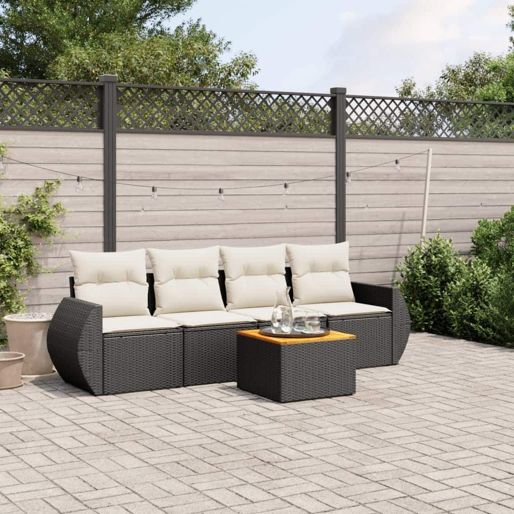 vidaXL Garden Sofa Set Black - 24.4 x 27.6 x 27.2