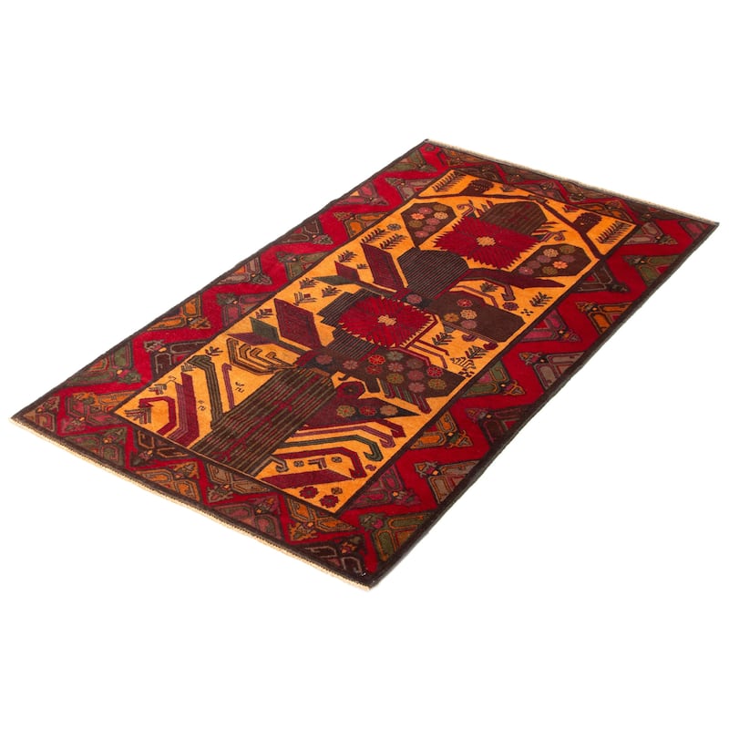 ECARPETGALLERY Hand-knotted Baluch Burnt Orange Wool Rug - 3'8 x 6'8