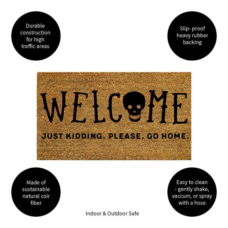 16 in. x 28 in. Coir Halloween Greeting "Welcome Just Kidding, Please Go Home" Door Mat