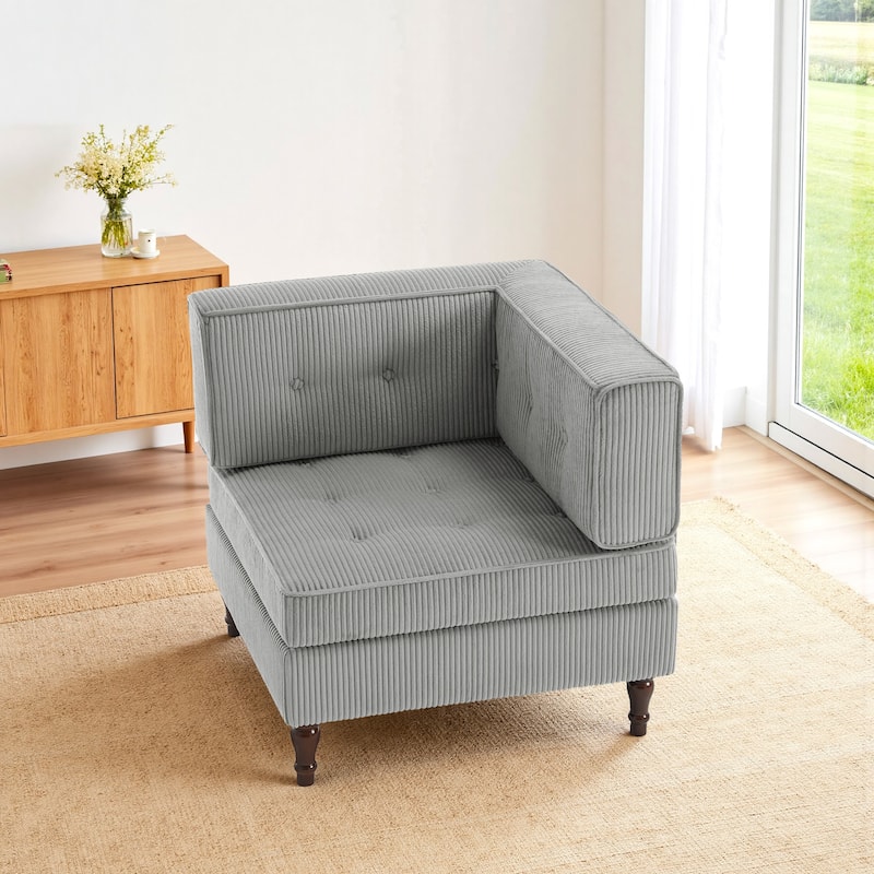 32.57" W Upholstered Corduroy Corner Accent Chair