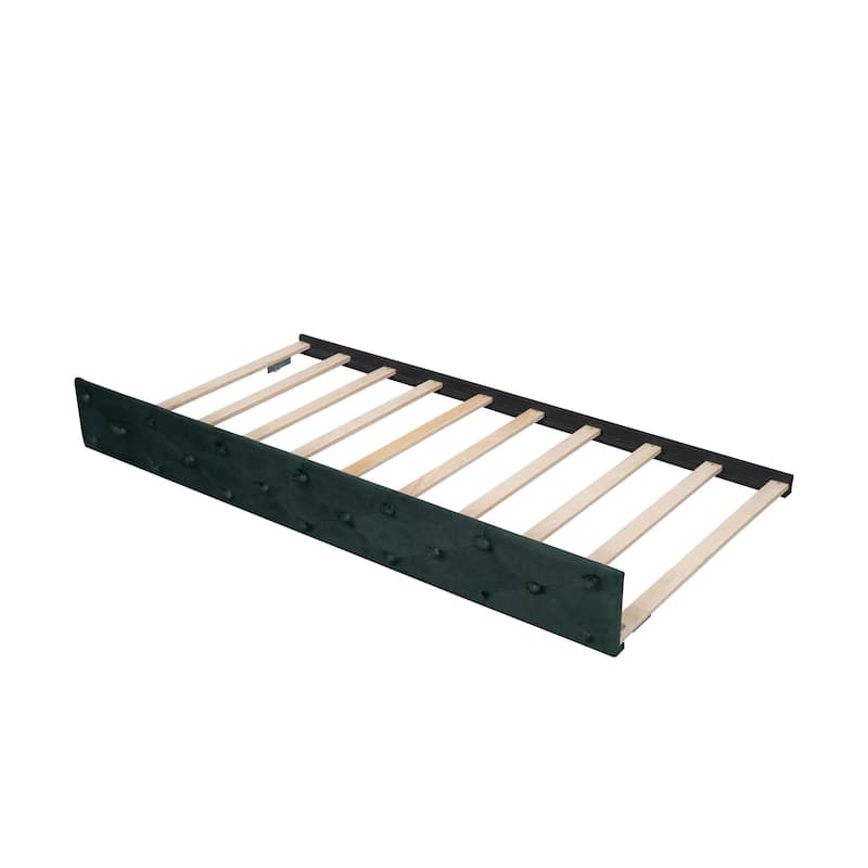 Twin Velvet Tufted Daybed with Trundle & Storage - 400LB Capacity