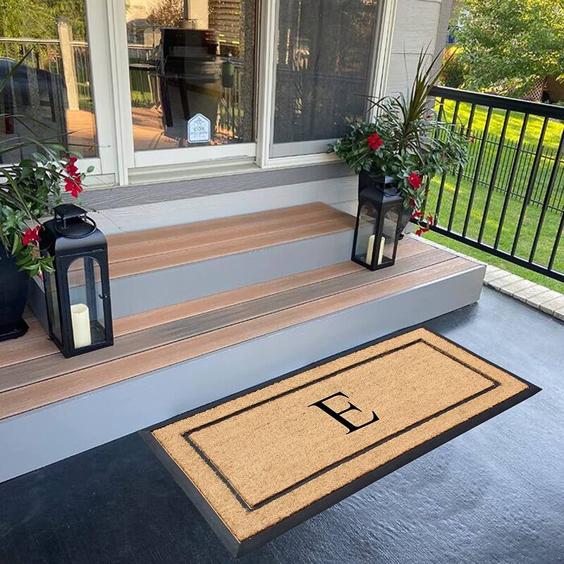 A1HC Natural Coir Monogrammed Door Mat for Front Door, Durable Large Outdoor Rug, Heavy Duty Welcome Doormat - 24" X 48"