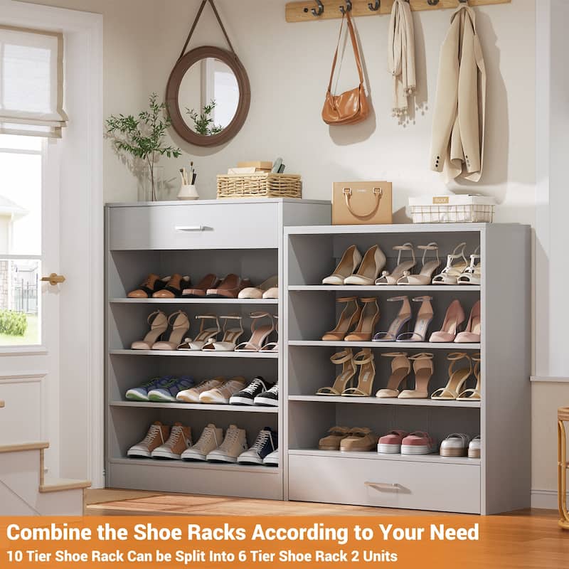9-Tier Shoe Cabinet with 2 Drawers, Freestanding Closet Organizer with Adjustable Storage Shelves