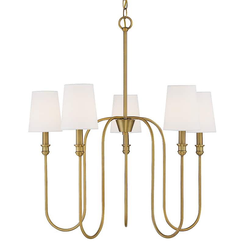 Meridian M10077 5 Light 27" Wide Chandelier with Fabric Shade - Natural Brass