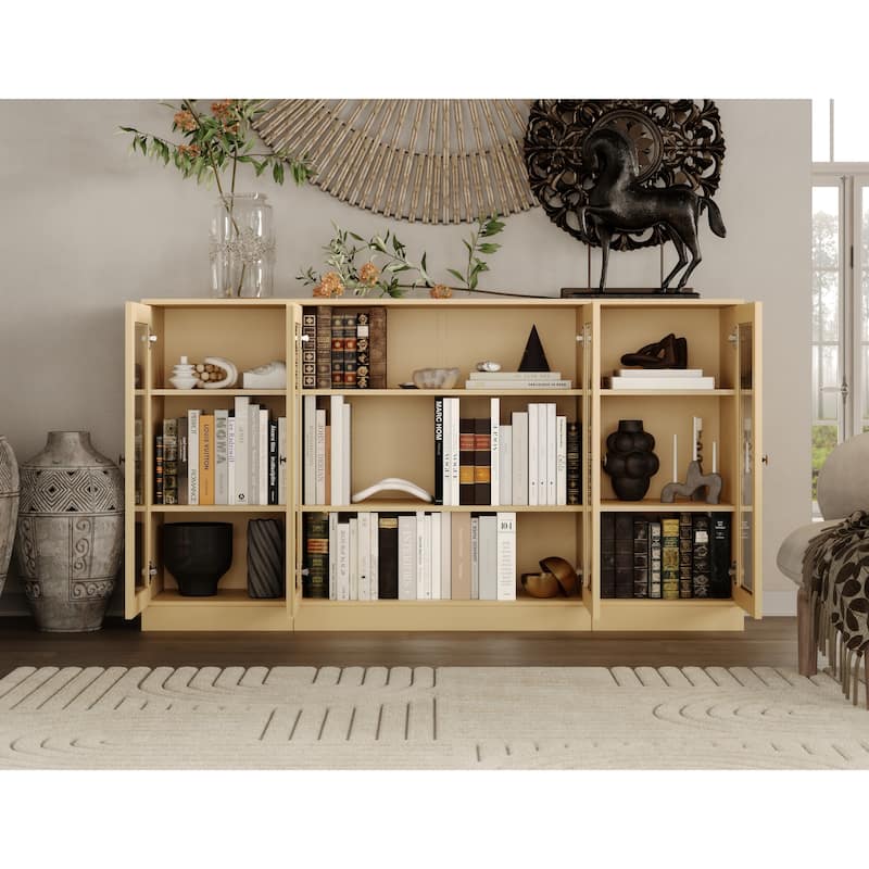 Palace Imports 100% Solid Wood 65" Sideboard with Clear Glass Doors and Adjustable Shelves