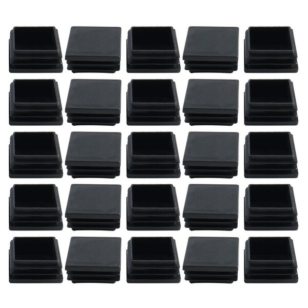 25pcs 40 x 40mm Plastic Square Ribbed Tube Inserts End Cover Cap