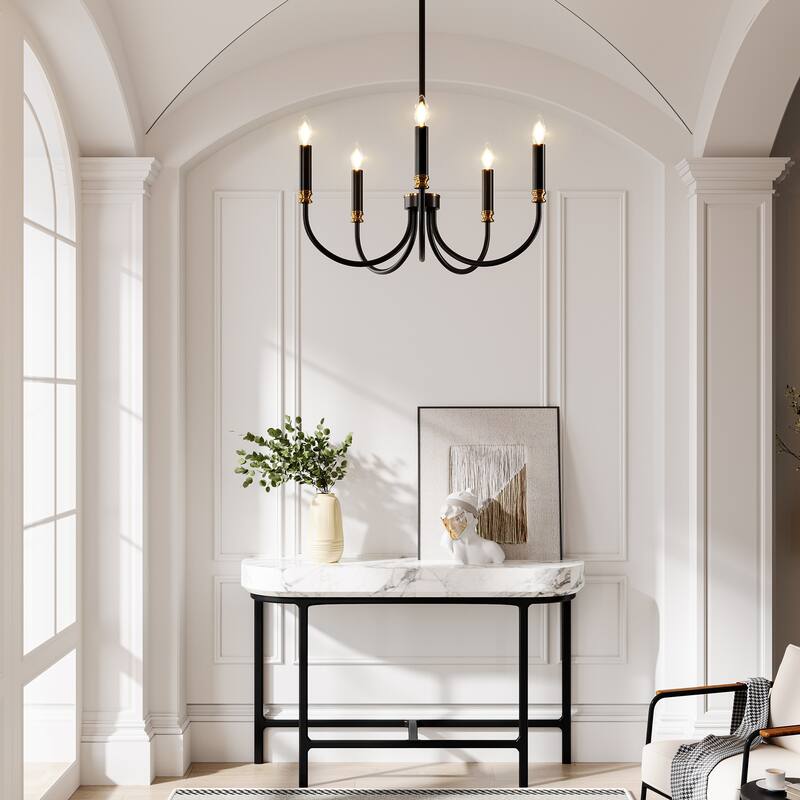 Modern Farmhouse 5-Light Black Chandelier for Dining Room