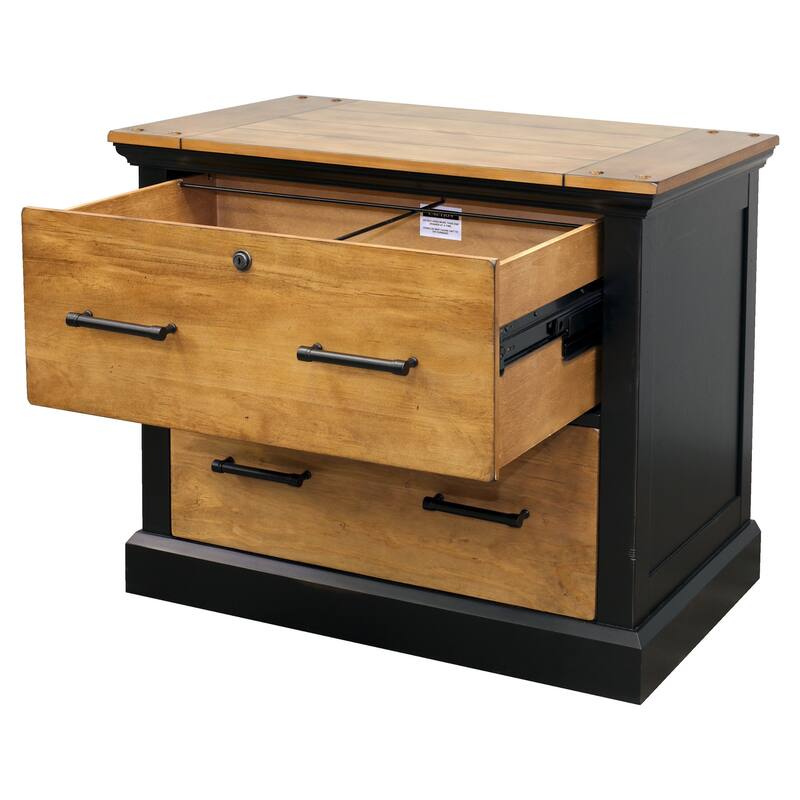 Toulouse Wood Lateral File With Legal/Letter File Drawer, Office Storage, Black