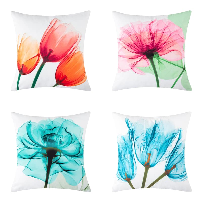 Topfinel Floral Design Square Pillow Cover (Set of 4)