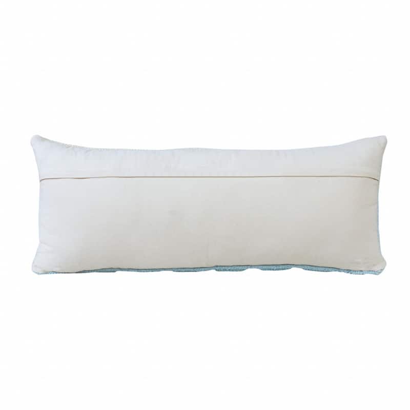 HomeRoots 14" X 36" Light Blue And Off-White 100% Cotton Geometric Zippered Pillow