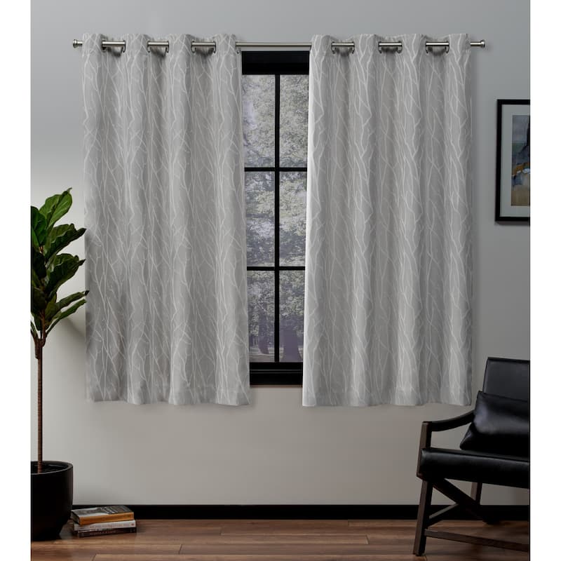 ATI Home Forest Hill Woven Room Darkening Blackout Grommet Top Curtain Panel Pair - 52X63 - Dove Grey