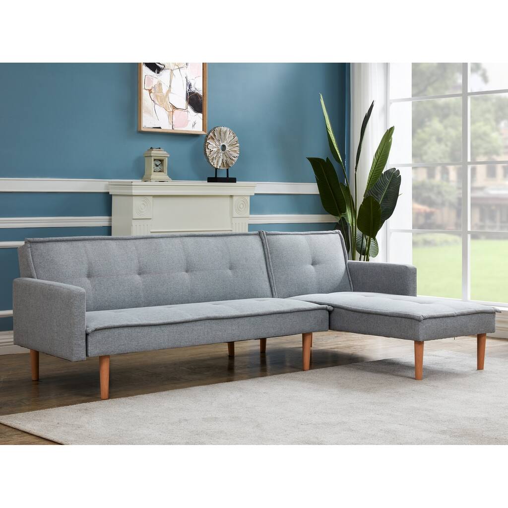 Modern Fabric Living Reversible Sectional Sofa Sleeper Bed