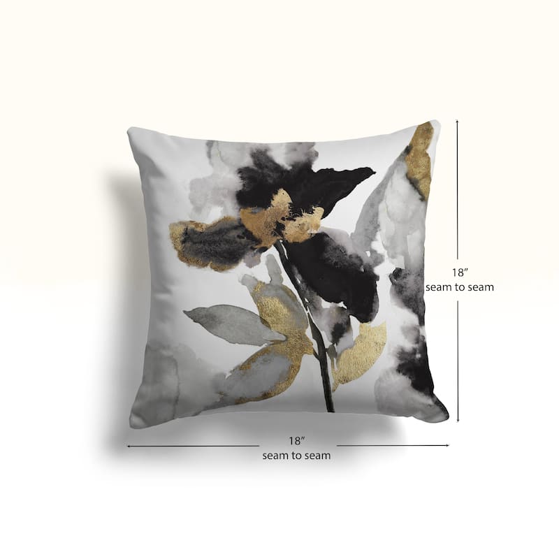 Laural Home Black and Gold Petals Indoor Decorative Pillow