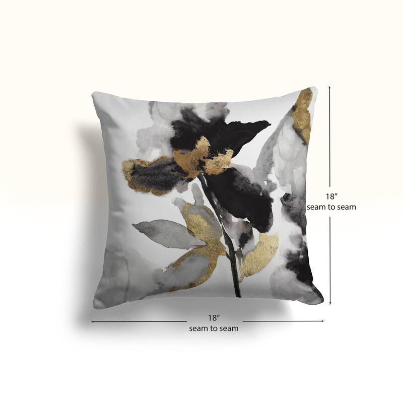 Laural Home Black and Gold Petals Outdoor Decorative Pillow