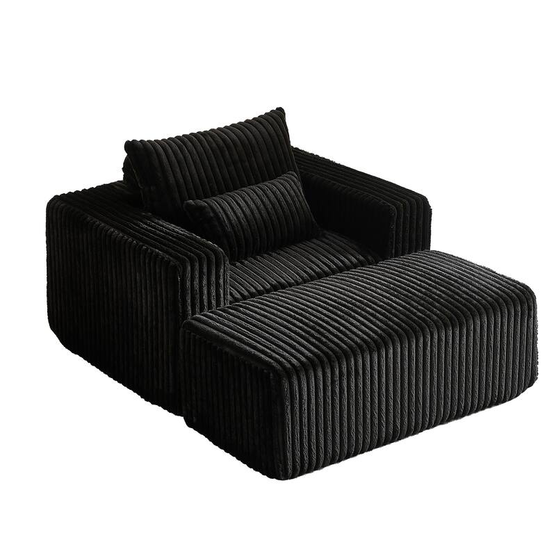 Cozy 62.5-Inch Recliner Chair with Footrest - Plush No Assembly Sofa for Indoor Relaxation