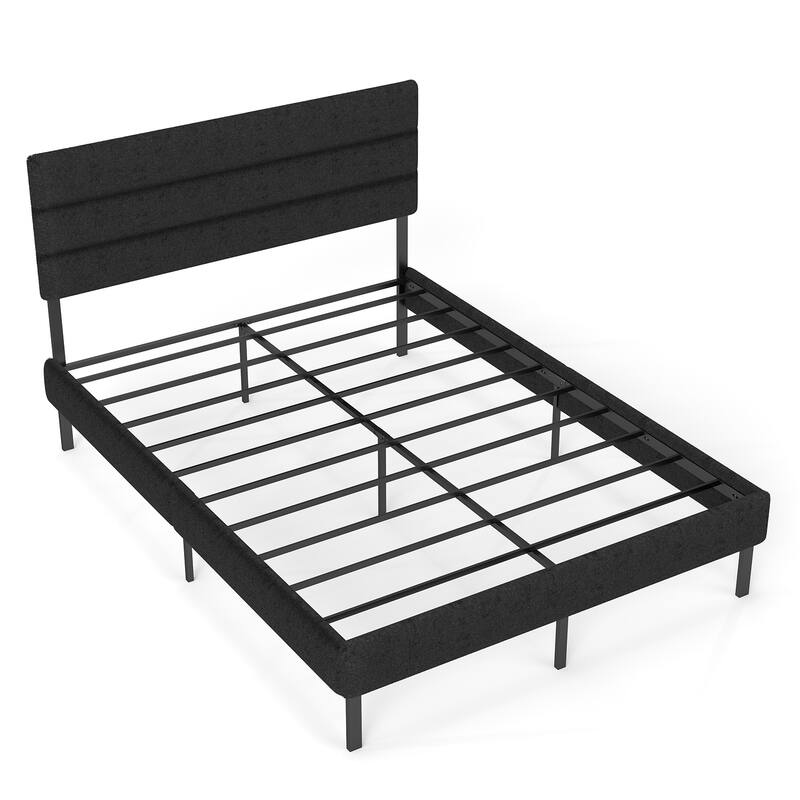 Queen Size Upholstered Platform Bed Frame with Headboard, 14'' Underbed Storage, No Box Spring Needed