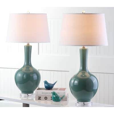 SAFAVIEH Lighting 32-inch Teal Blanche Gourd Lamp (Set of 2) - 17"x17"x32"