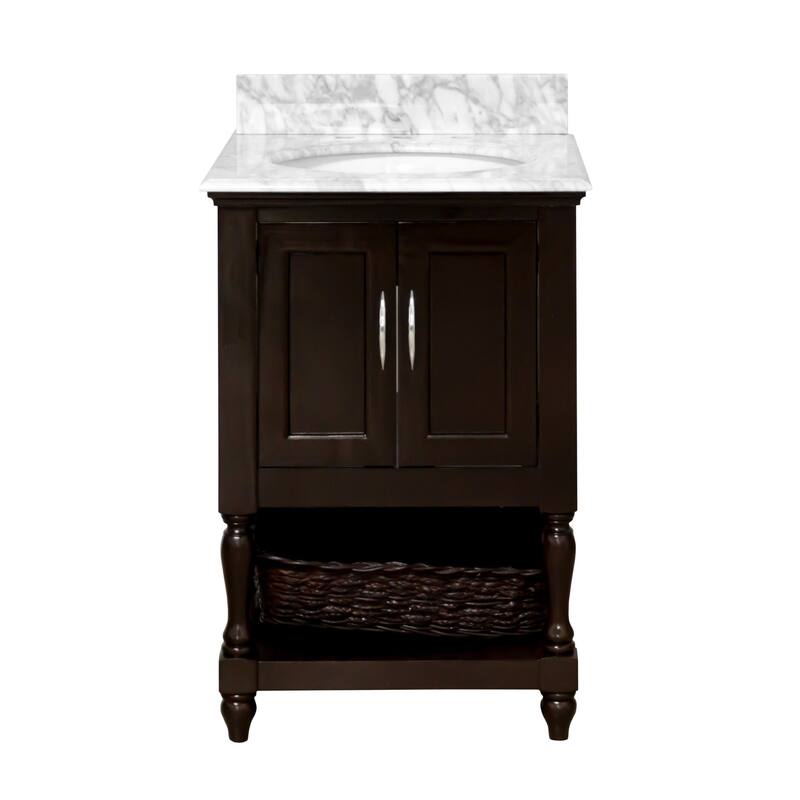 KitchenBathCollection Beverly 24" BathroomVanity w/ Carrara Marble Top