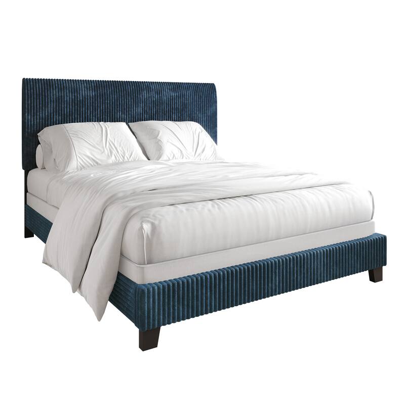 CraftPorch Corduroy Elegant and Chic Velvet Upholstered Bed