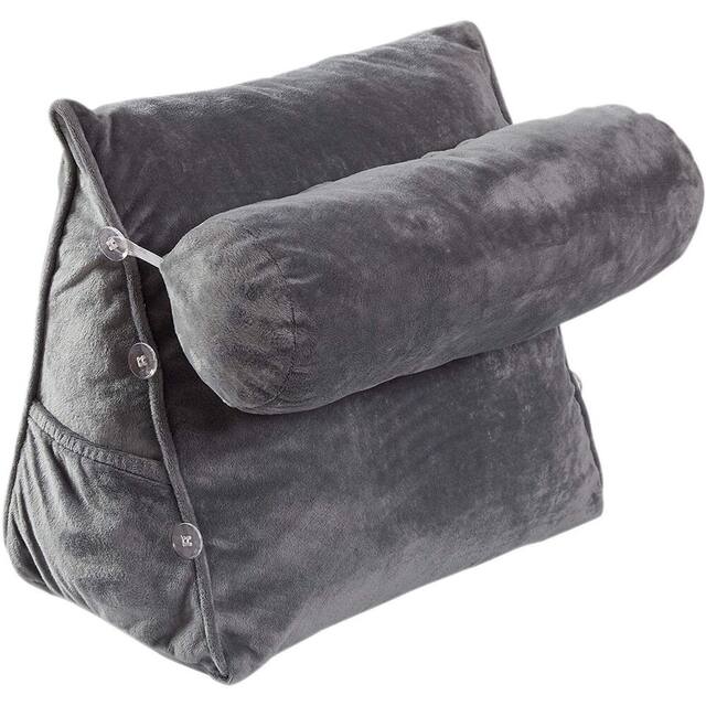 Cheer Collection Wedge Shaped Support Pillow and Bed Rest Cushion for Reading, Gaming, Watching - with Adjustable Neck Pillow