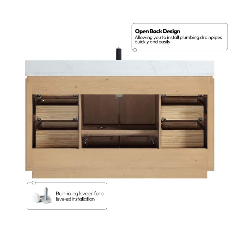 San Single Bath Vanity with Composite Stone Top without Mirror