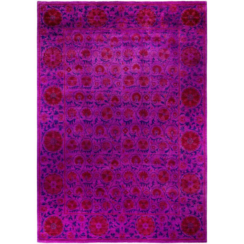 Overdyed One-of-a-Kind Hand-Knotted Area Rug - Purple - 10' 2" x 14' 6"