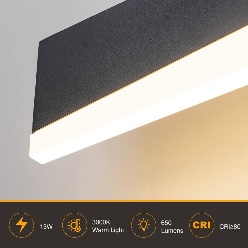 24" Modern Dimmable Acrylic Matte Black LED Vanity Light - W23.8"