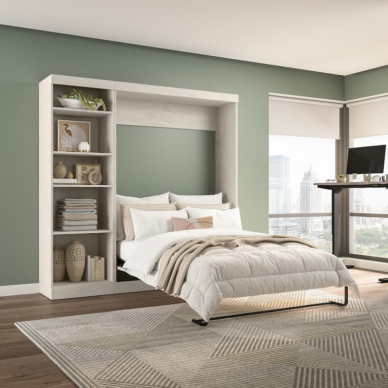 Pur Full Murphy Bed with Shelving Unit (84W) by Bestar