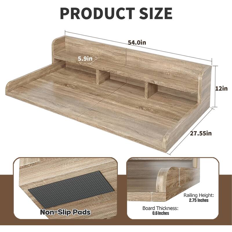 Washer Dryer Countertop with Non-slip Pads, Laundry Wood Shelf Topper with Edge, for Washer and Dryer Laundry Hamper Counter