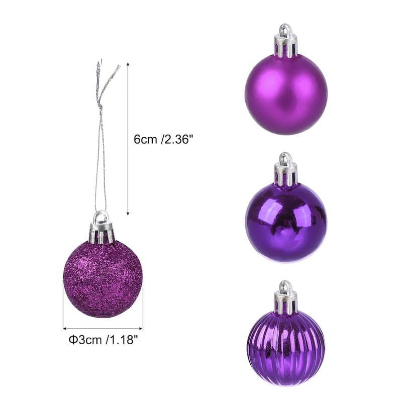 24Pcs 1.18 Inch Christmas Balls Shatterproof Ornaments Balls - Purple