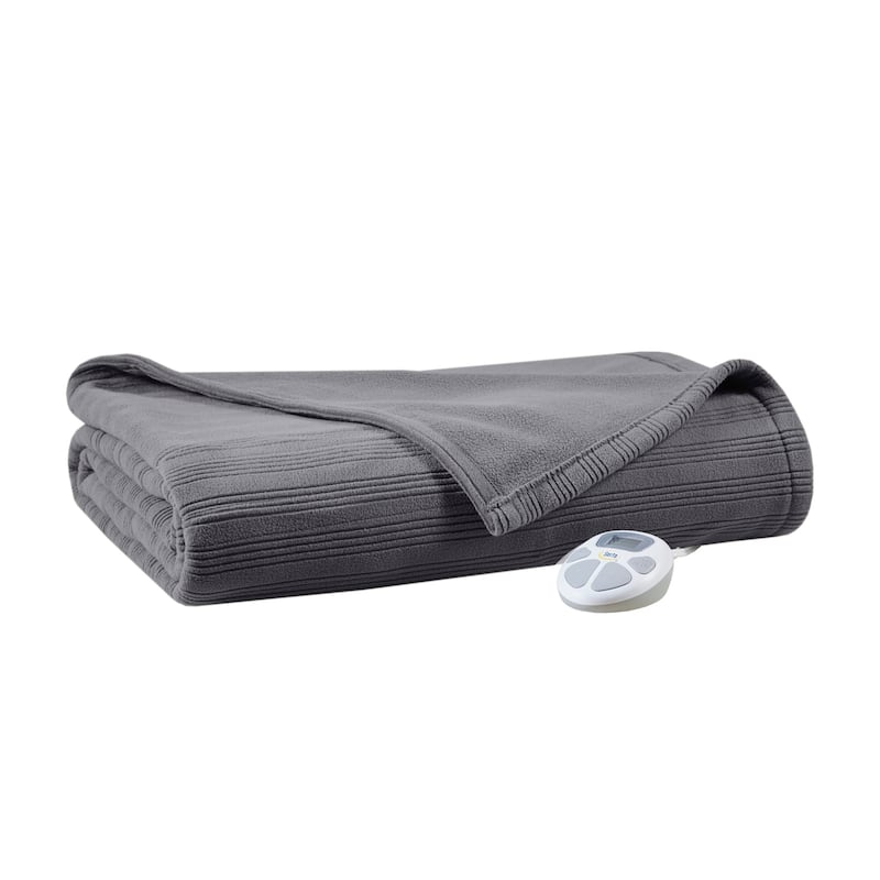 Serta Travis Heated Tri-Rib Microfleece Blanket