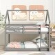 preview thumbnail 5 of 7, Twin over Twin Loft Bed with Roof Design, Guardrail and Ladder, Grey